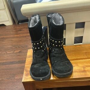 Ugg | Black Studded Boots with Fur Lining